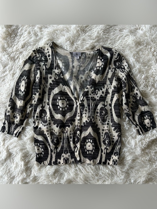 Worthington Sweaters - Worthington | Black & Cream Animal Print Knit Cardigan